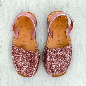 Mibo Avarcas handmade Spanish leather slingback sandals pink glitter sz 28